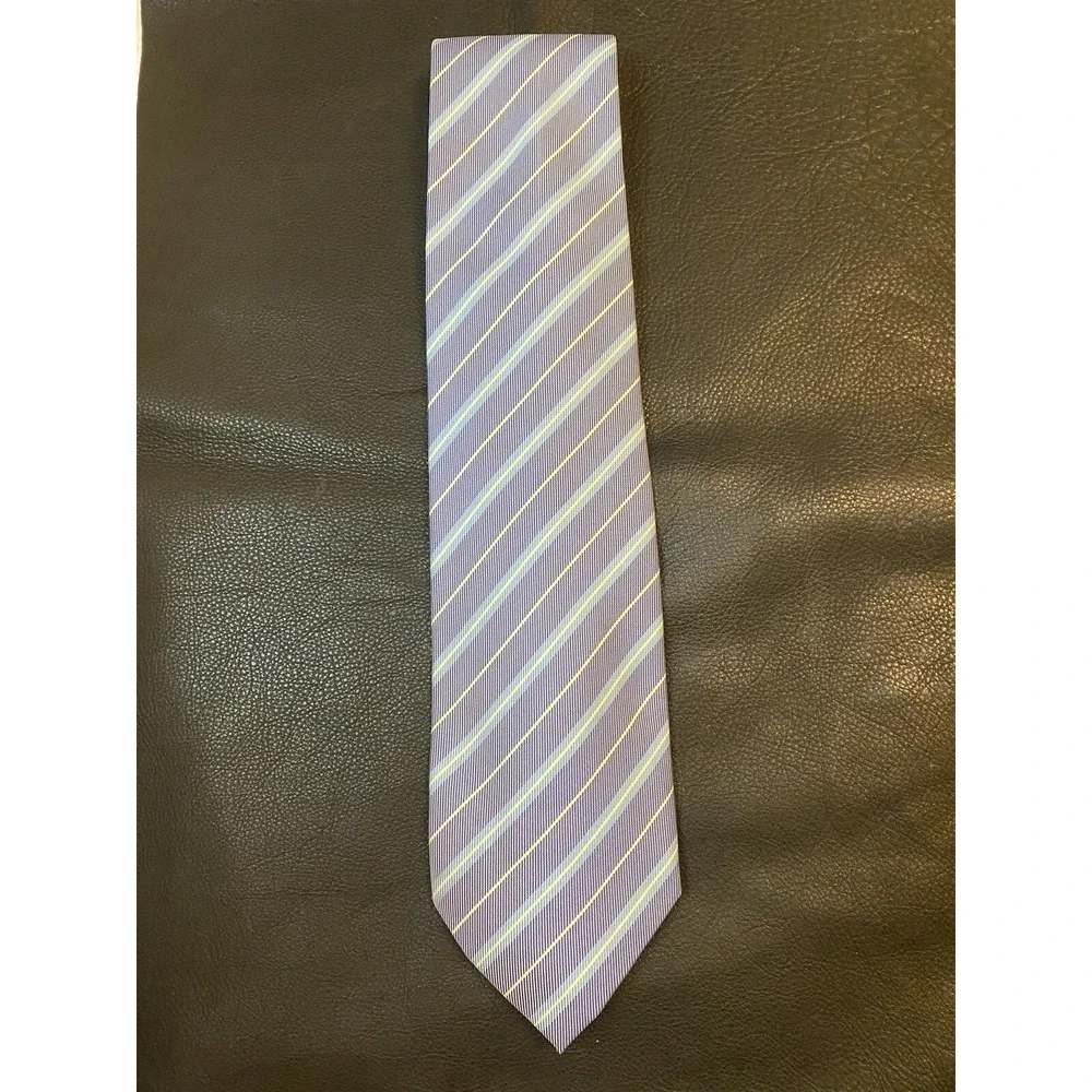 Romano Botta Silk Necktie Blues Diagonal Stripes Classic Style 60